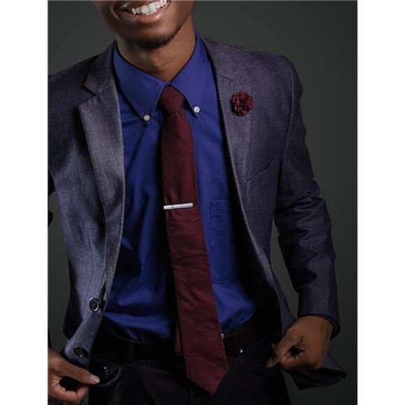 Mens Tie Clip Set 12 Pack Silver Gold Black Blue Necktie Bar for Suit Tie - Picture 6 of 8